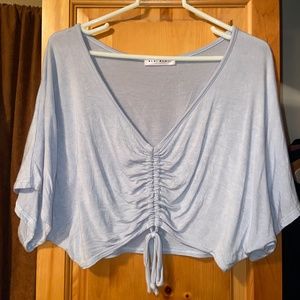 Women's Light Blue, Cinch Crop Top